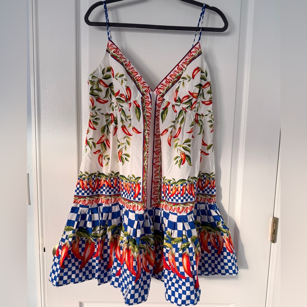 Farm Rio Off-White Picnic Peppers Ainika Organic Cotton Mini Dress